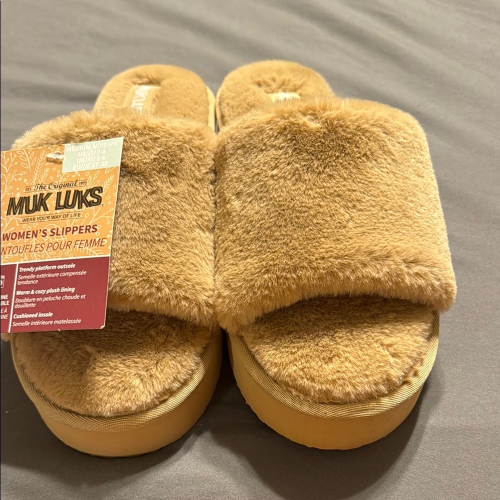 Muk Luks Tan Faux Fur Women's Slippers
